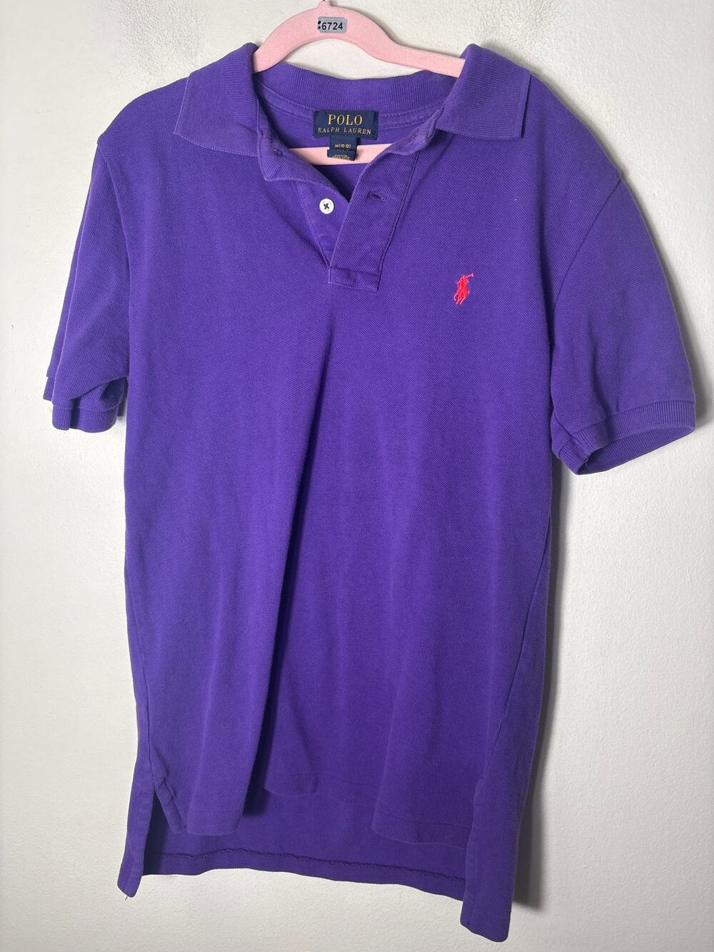 Boy's Purple Polo Short Sleeve Cotton Shirt Sz M (10-12)